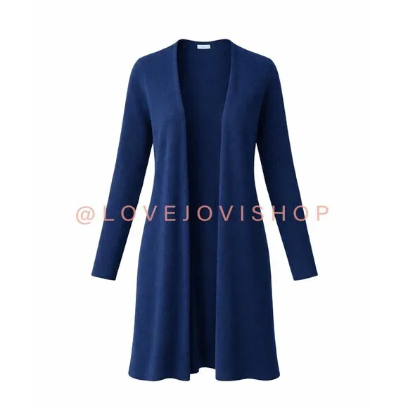 Minimalist | J McLaughlin 100% Cashmere Cardigan | Deep Blue Long Duster | XL - Picture 1 of 16